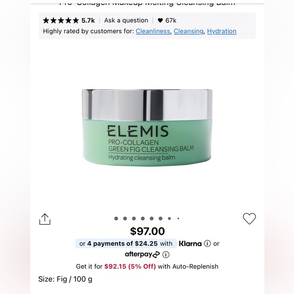 Brand Elemis Green Fig Cleansing Balm - Silver and Green - Picture 2 of 2